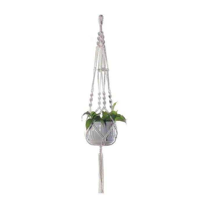 Support mural en macramé fait main pour plantes suspendues