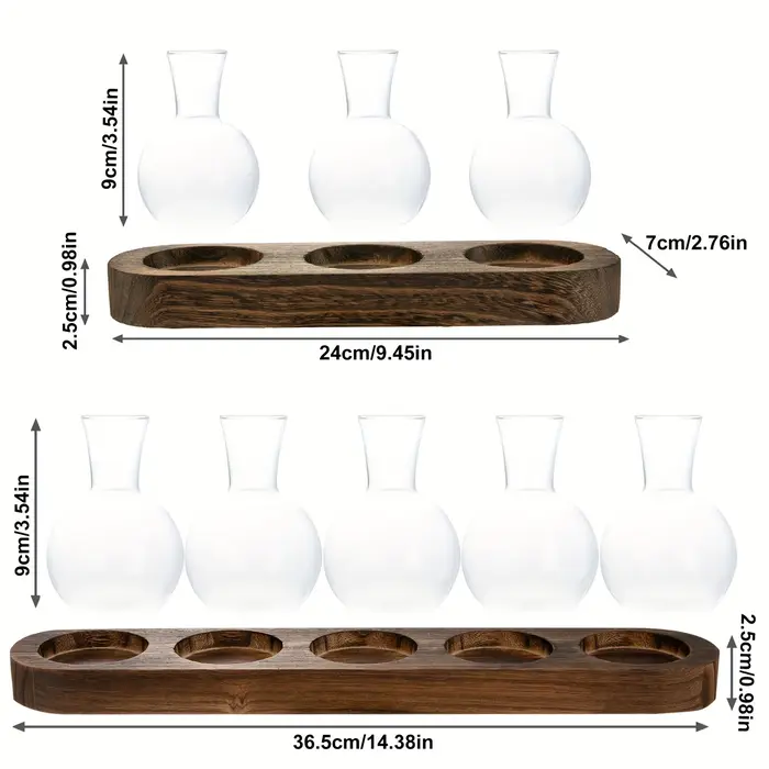 Terrarium en verre pour plantes avec plateau en bois – Pour vase hydroponique d'épandation intérieure