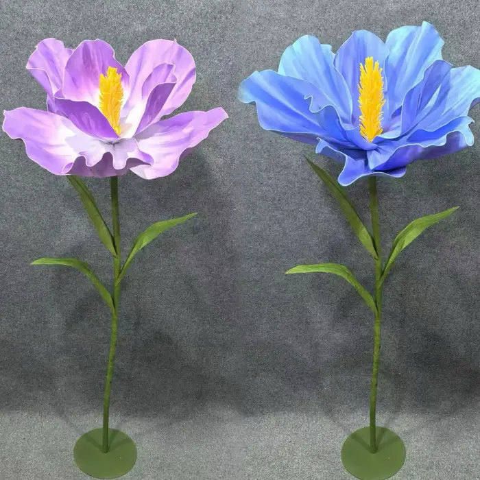 Fleur artificielle géante en mousse Hibiscus de 170 cm avec support pour événements