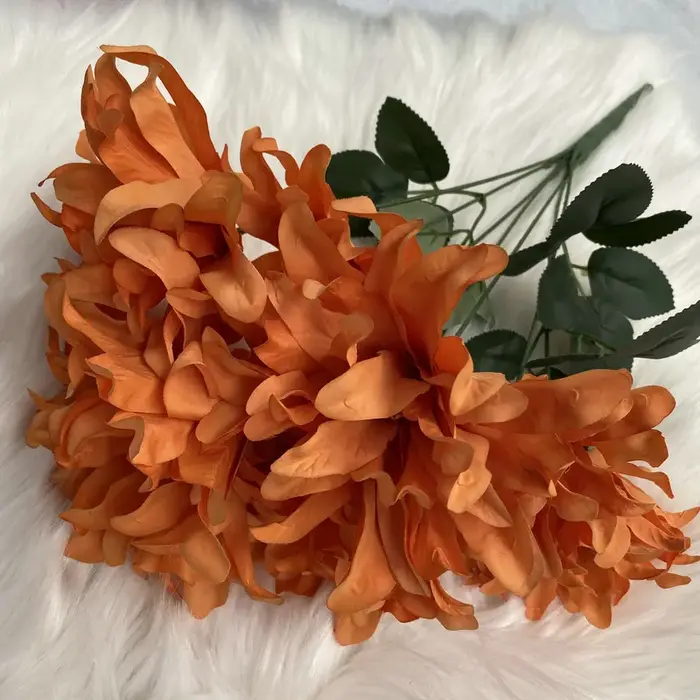 Bouquet de 7 dahlias artificiels en tissu brossé de 45 cm pour arrangement floral DIY