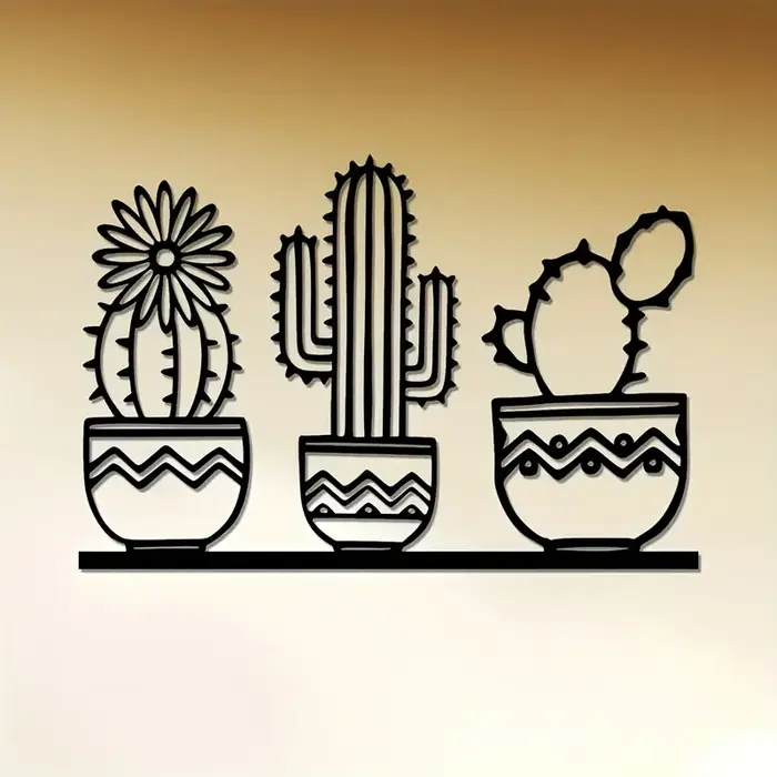 Décoration murale en métal Cactus, Art Déco, pour extérieur, jardin succulène, décoration intérieure