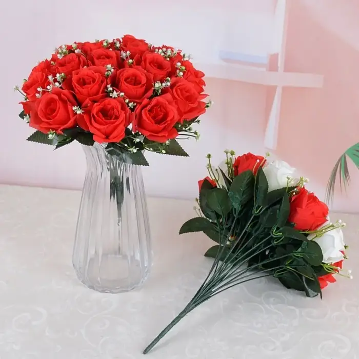 18 Têtes de fleurs artificielles réalistes, 10 couleurs, mini roses de la Saint-Valentin, pour photographie, cadeau, rose naturelle simulée, décoration intérieure