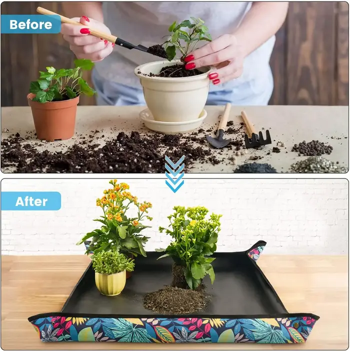 Tapis de repotage pliable imperméable en PE 50cm*50cm pour plantes