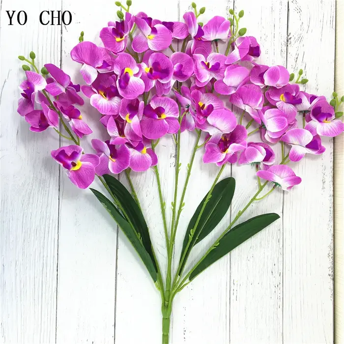 YO CHO fleurs en soie décoration de mariage à la maison mode 7 fourchettes orchidée papillon