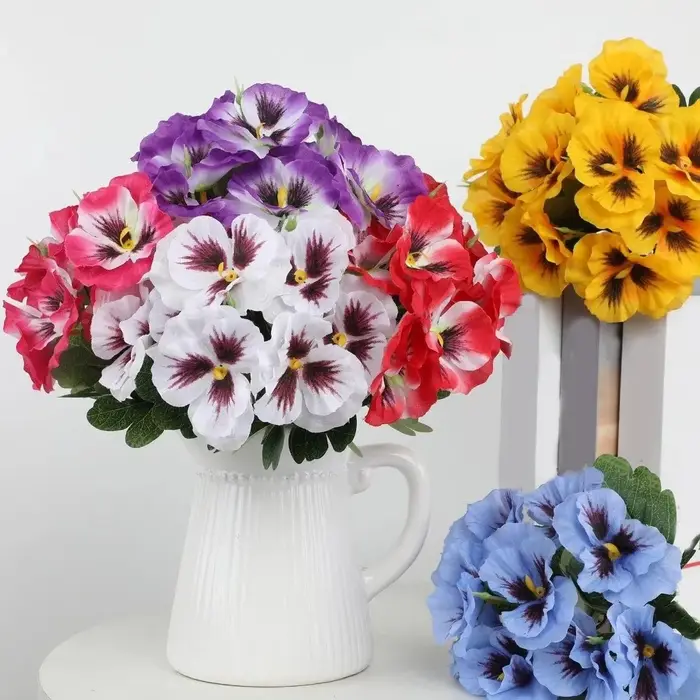 Lot de fleurs artificielles de primula de 32 cm