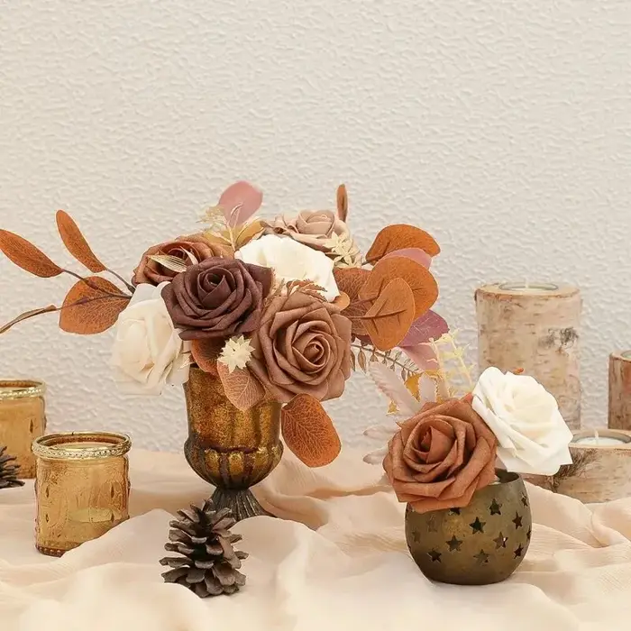 Fleurs Artificielles en Mousse avec Tiges pour Bouquets de Mariage