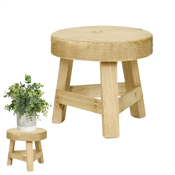Petit tabouret rond en bois pour plantes d'intérieur