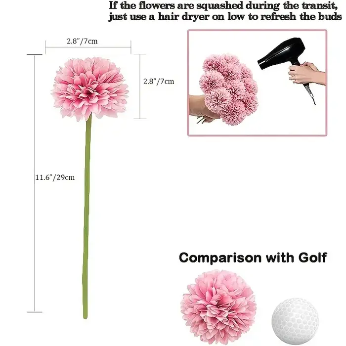 6 bouquets artificiels de boules de pissenlit et de chrysanthème – parfaits pour la maison