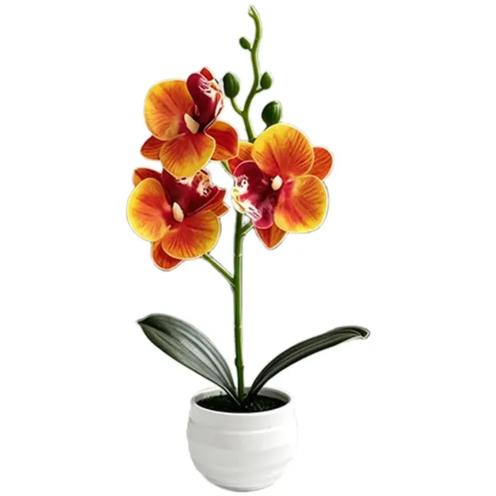 Plante artificielle en pot d'orchidée Phalaenopsis de 24