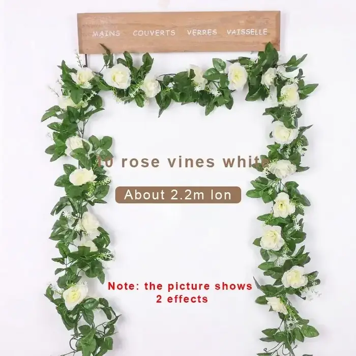 1 pièces 2.2M fleur blanche artificielle faux suspendus fausses plantes de vigne feuilles artificiel