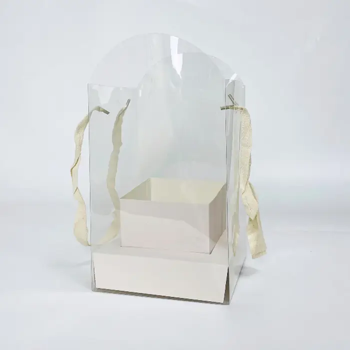 Boîte d'emballage de fleurs à main, boîte en papier transparente imperméable pour Arrangement d'art 
