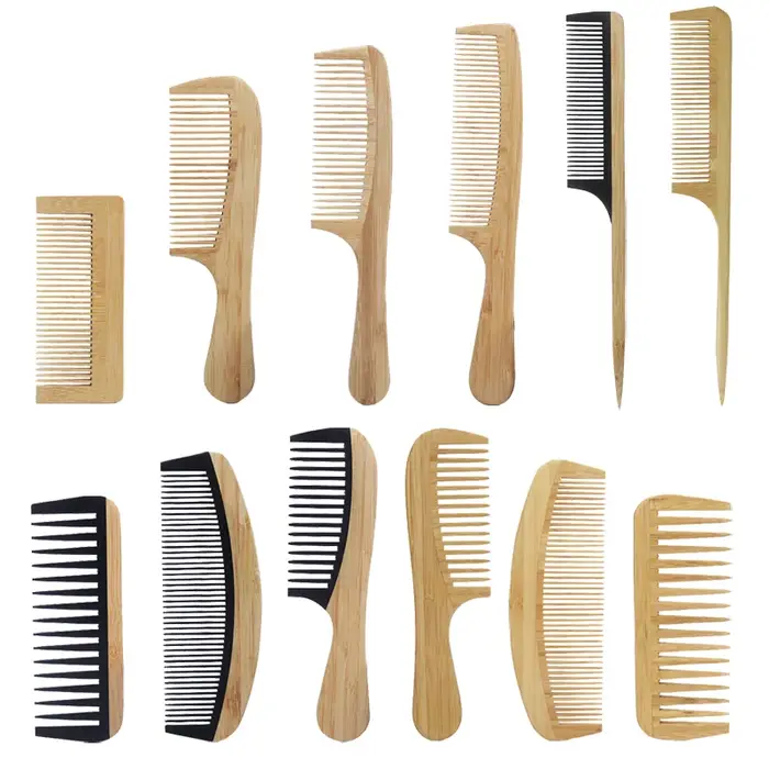 1 peigne en bambou naturel et bois, cheveux lisses, massage antistatique du cuir chevelu, peigne en