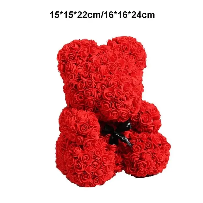 Fleur artificielle multicolores de haute qualité 15*15*22cm/16*16*24cm Rose éternelle arc-en-ciel Ours Cadeau d'anniversaire pour petite amie