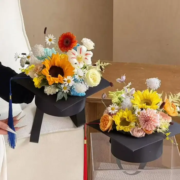 Base florale en forme de toque de graduation pour arrangements floraux, cadre de composition florale, fournitures de fleuriste, style original