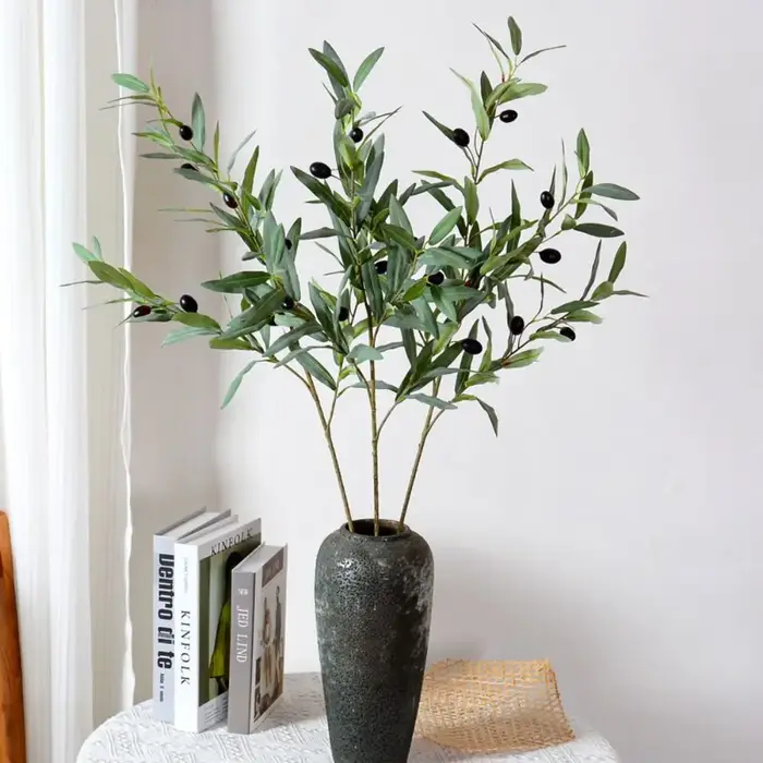 Arrangement floral, branche d'olivier artificielle à 4 branches