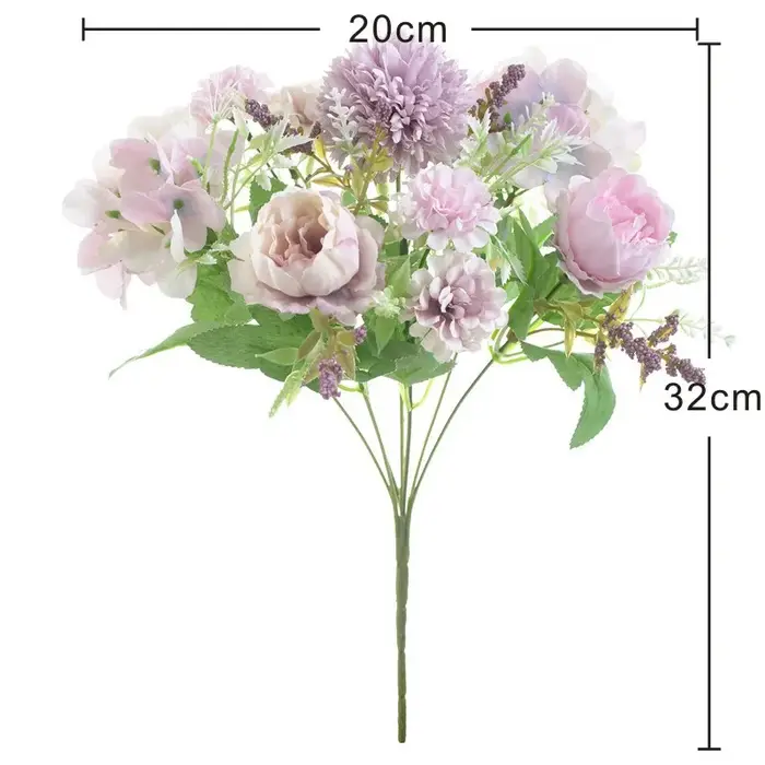 Bouquet de fleurs d'hortensias artificielles en soie