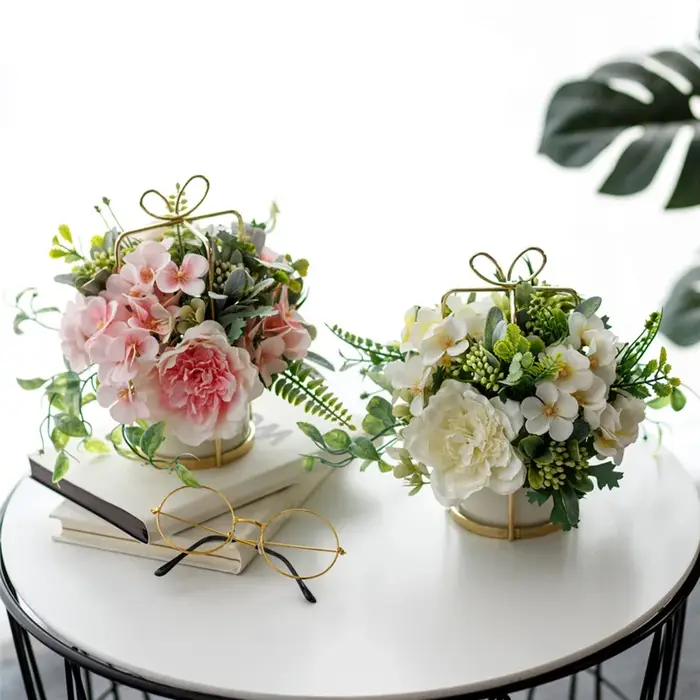 Bouquet de Roses Pivoines Artificielles