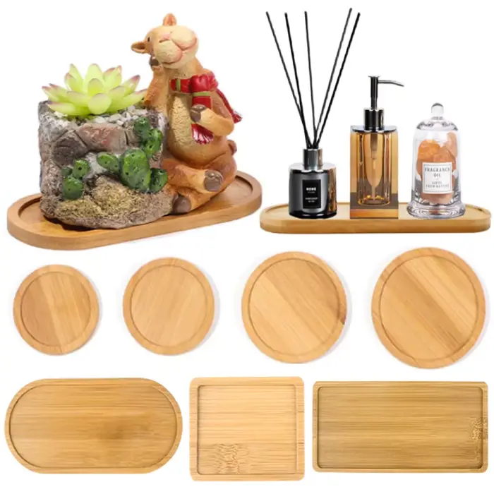 Plateau de Pot de fleur en bois de bambou