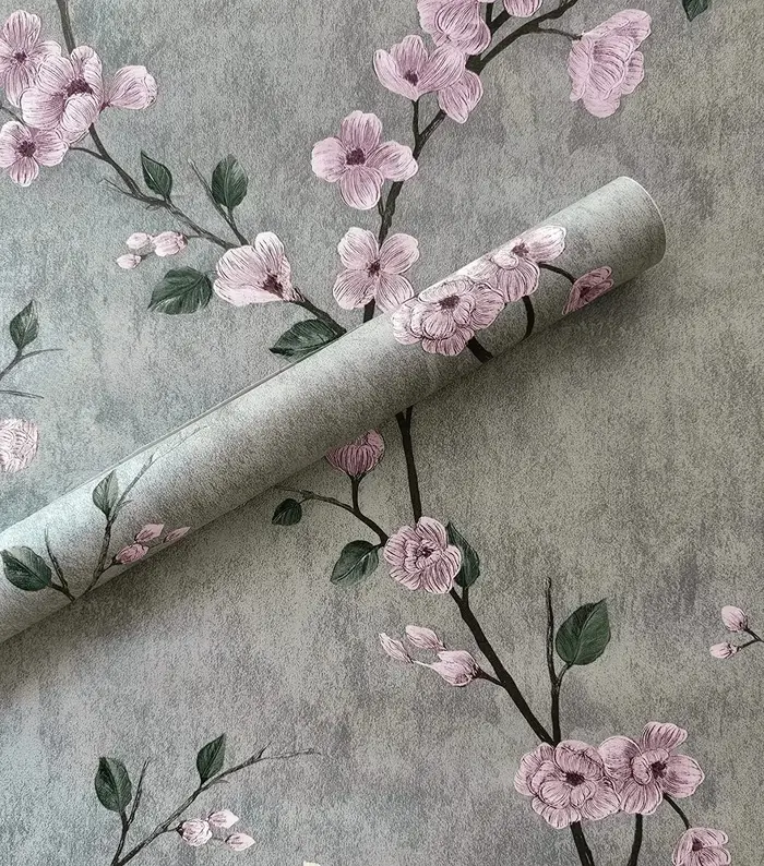 Autocollant mural floral gris, papiers peints à coller et à décoller, papier peint auto-adhésif à fl