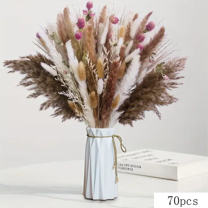 70 tiges séchées violet souffle de bébé queues de lapin herbe fleurs Bouquet décoratif chambre salon Vase remplissage Pampas décor à la maison