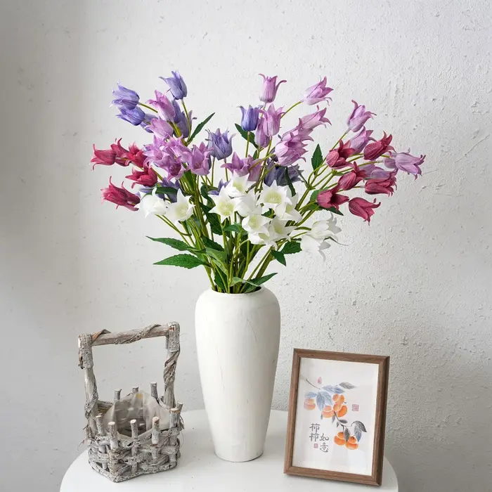 6 têtes de fleurs artificielles en soie Campanula