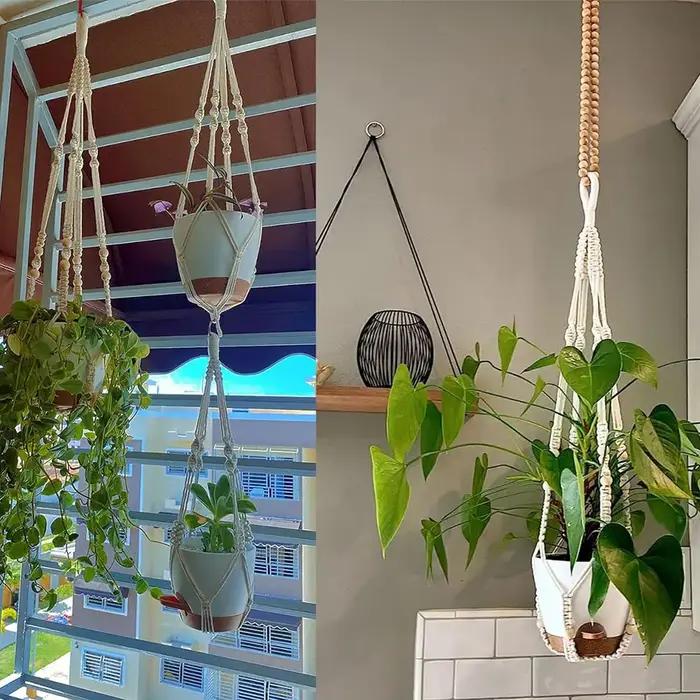 Cintre pour plantes en macramé bohème