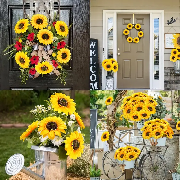 Artificielle Fleur Tournesols Vase Jardin Maison Chambre Table Automne Halloween Decora Mariage Bouquet Festival En Plein Air Cour Bricolage Cadeaux