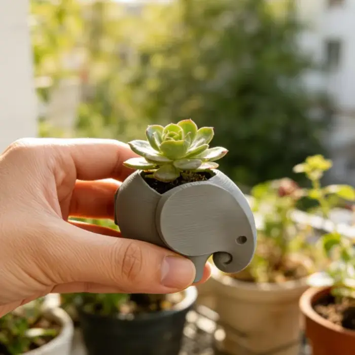 Pot de fleurs en céramique en forme d'éléphant, minimaliste, pratique, mignon, fait à la main, pour plantes succulentes, cadeaux, fournitures de jardinage