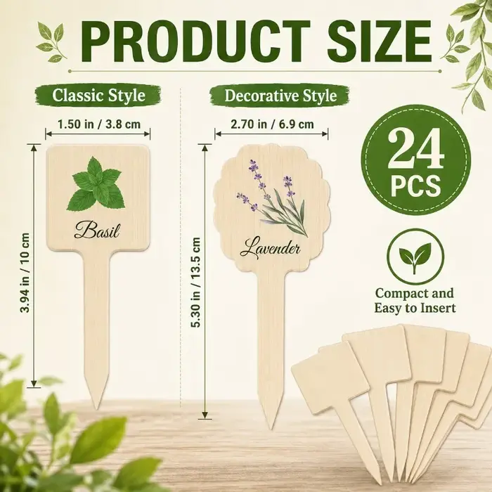 Étiquettes de plantes en bois
