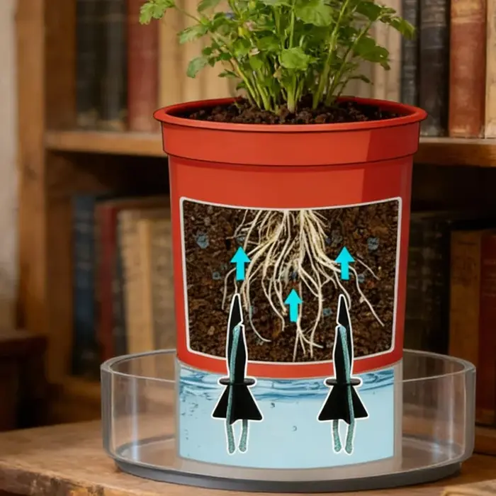 Système d'arrosage automatique pour plantes avec pics absorbants et cordes en coton