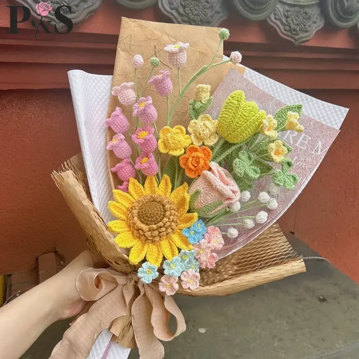 Bouquet de fleurs au Crochet fait à la main