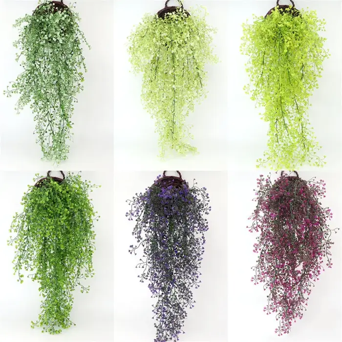 Simulation plante verte tenture murale fleur vigne panier suspendu
