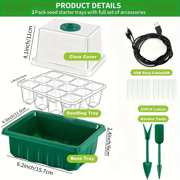 Lot de 1/2/3 plateaux de germination de graines à 12/24/36 alvéoles avec 8 lampes LED de croissance et dômes d'humidification, kit de démarrage pour plantes d'intérieur
