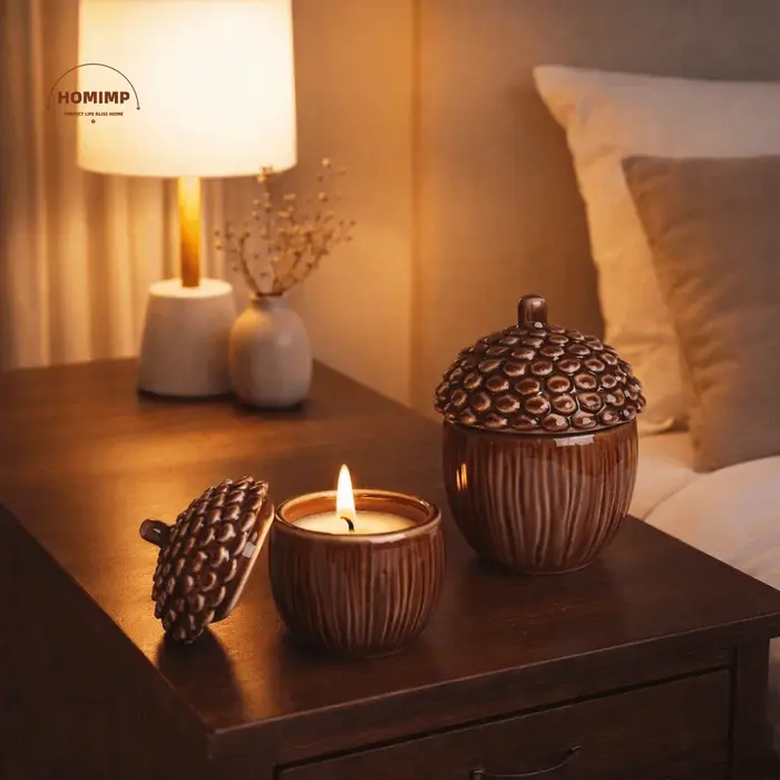 Pot de rangement décoratif multifonctionnel en céramique avec couvercle