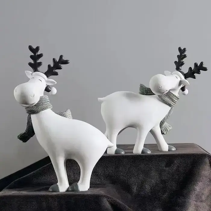 Statue de renne de Noël en résine artisanale