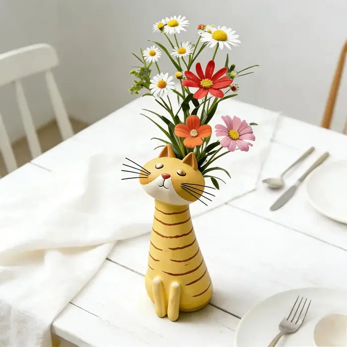 Vase à fleurs amusant et mignon en forme de chat