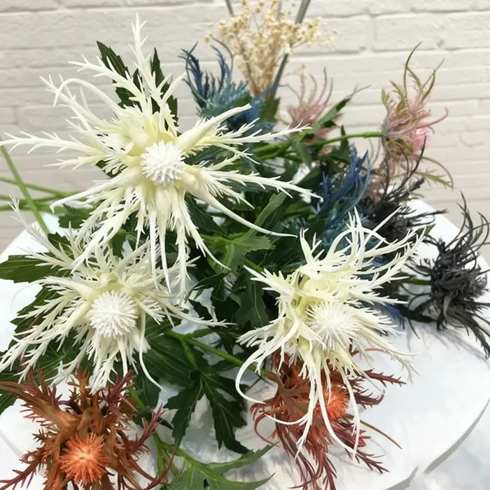Fausse fleur de houx de mer artificielle de haute qualité