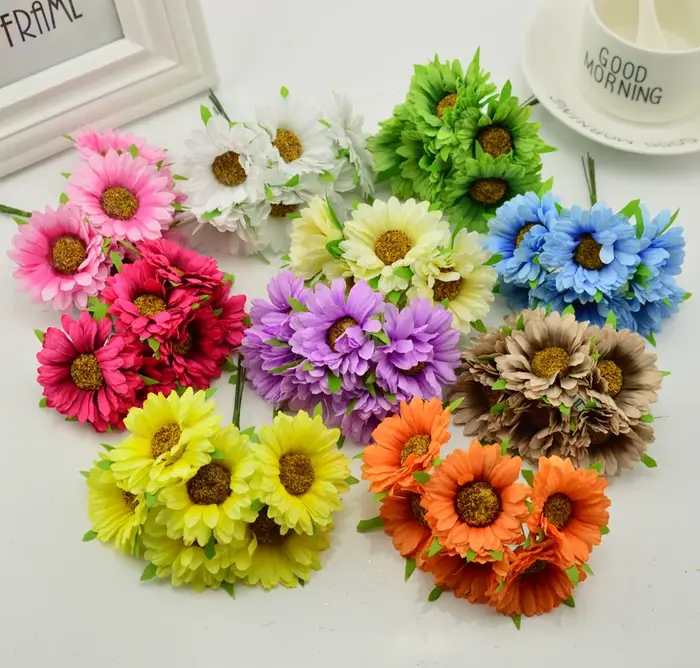 Fleurs artificielles faites à la main Gerbera mode maison chambre jardin mariée bricolage cadeau couronne matériel mariage Banquet décoration noël
