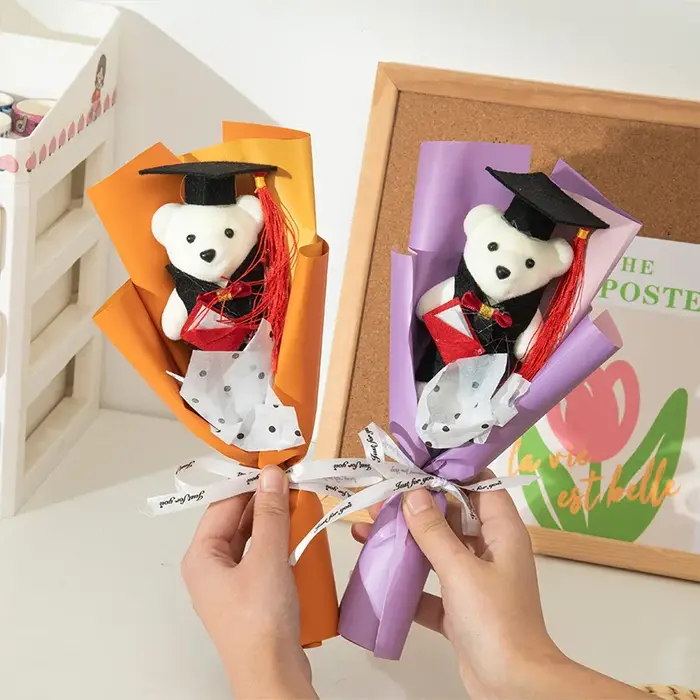 Bouquet de fleurs artificielles au crochet ours Kawaii