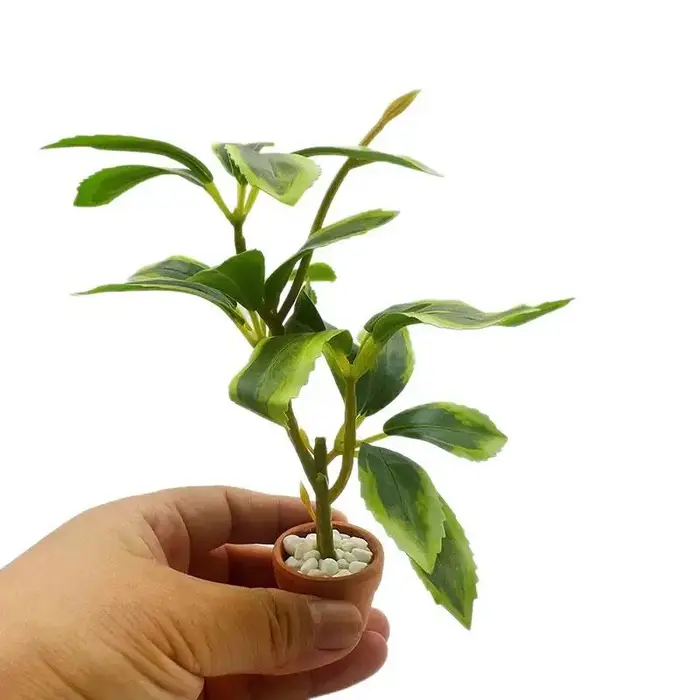 Mini pot en terre cuite, modèle de plante artificielle en pot, décor de scène de jardin pour maison de poupée, ornements de micro-paysage pour maison de poupée, accessoires photo