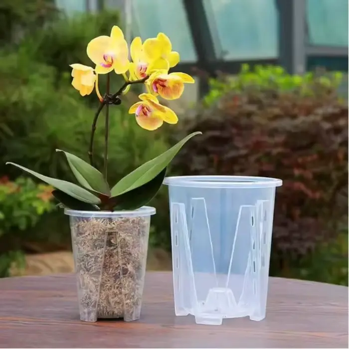 Pots à orchidées avec stémodes, respirants et à fentes, pour le jardinage et le contrôle des racines, pour Phalaenopsis, plantes feuillues et succulentes (1 à 4 pièces)