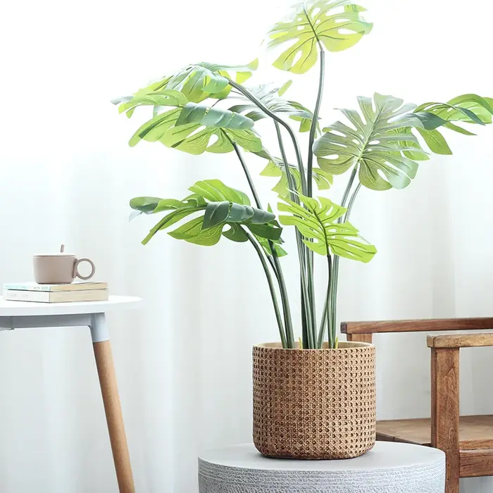 Grand Pot de fleur d'intérieur en Faux ciment tissé