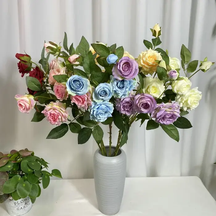 Nordique 5 têtes orchidée coeur corne Rose fleurs artificielles mariage soie fausse fleur Simulation Roses blanches branche décoration de jardin