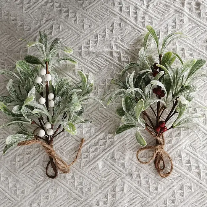 Fleurs Artificielles Givrées pour Décoration de Noël