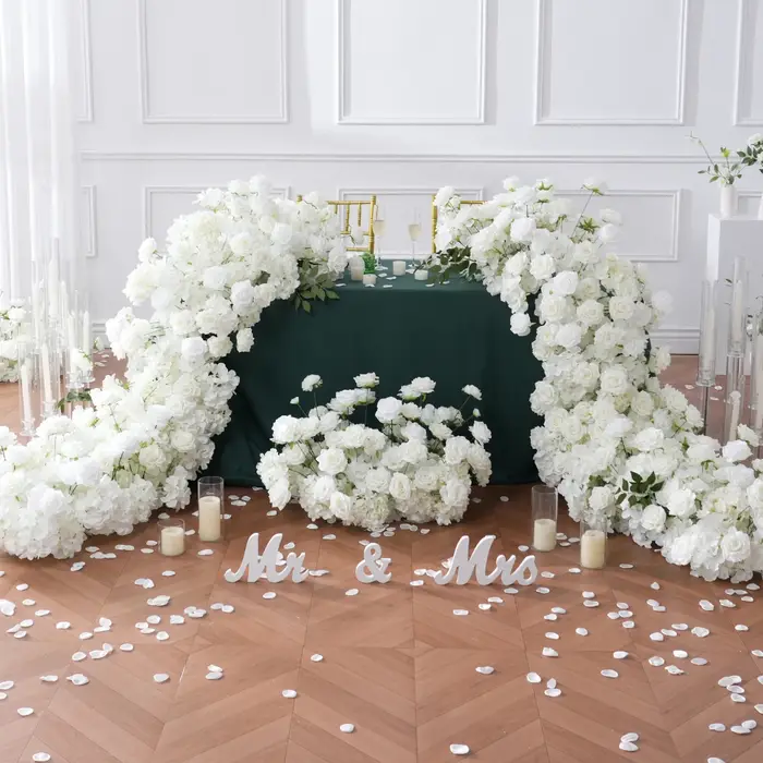 Chemin de Table hortensia Rose blanche H8147