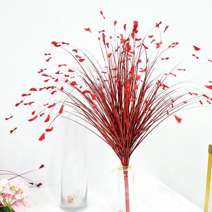 Fleur de roseau doré argent blanc paon herbe artificielle fausse plante mariage route plomb décor
