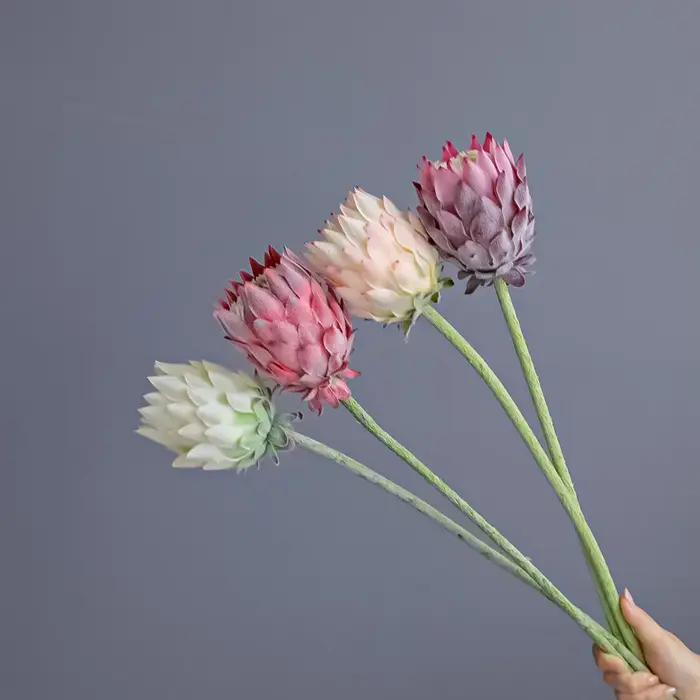 Lot de 5 fleurs artificielles, artichoques nordiques, pour arrangements floraux de mariage, décoration de salon et de fête