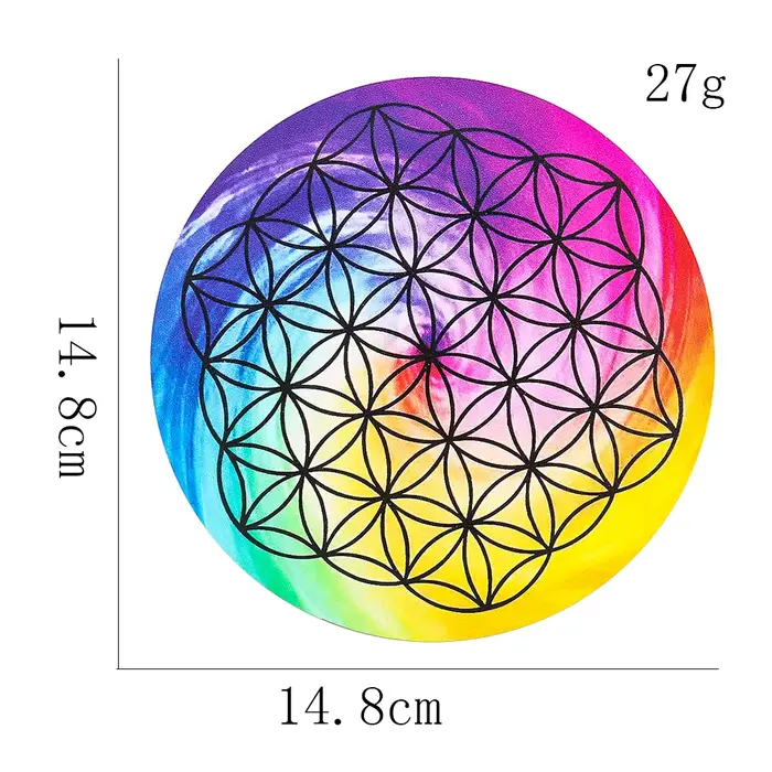 Planche de Mandala arc-en-ciel imprimée fleur de vie, planche de bois, méditation, énergie Reiki, gr
