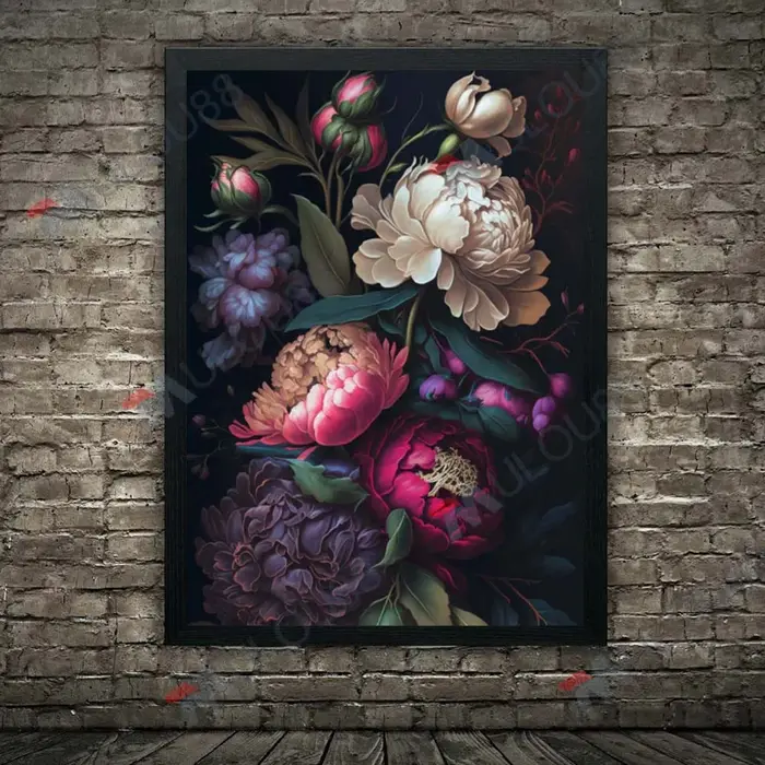 Moody Floral botanique papillon gothique mur Art toile peinture plante magique sombre académique Art