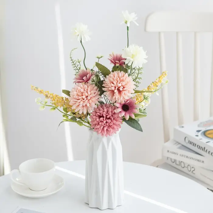 Fleurs artificielles en soie bulbeuse chrysanthème bulle festival couronnes mariage nuptiale Bouque maison chambre jardin décoration bricolage cadeau